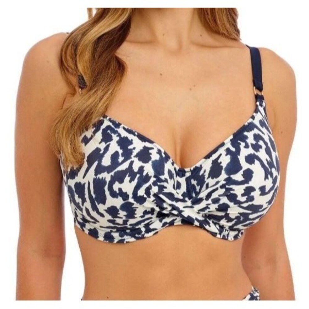 NEW Fantasie Hope Bay Full Cup Bikini Top Women Size 34DD French Navy Swimsuit